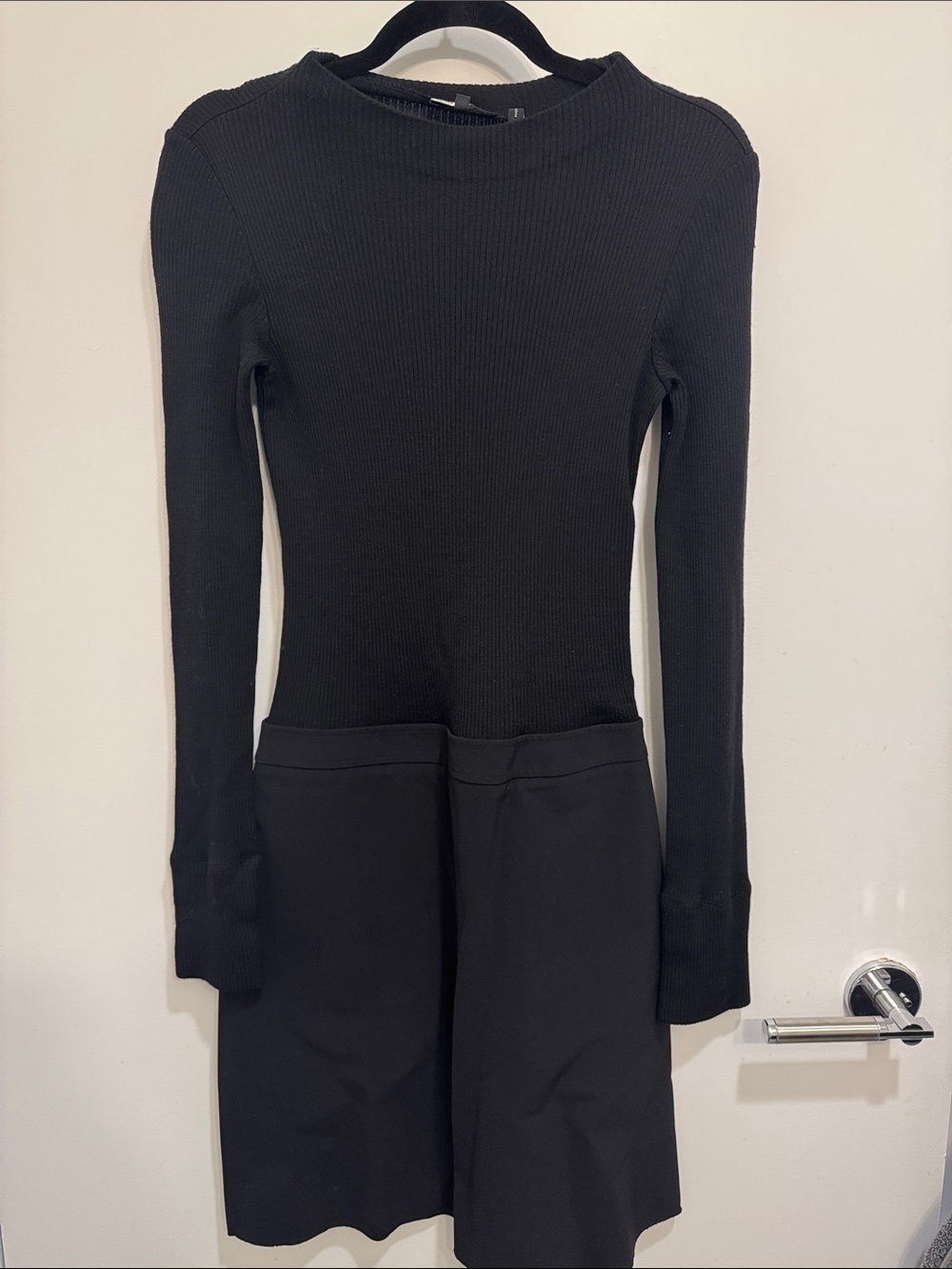 Theory Combo Black Long-Sleeve Knit & Skirt Dress